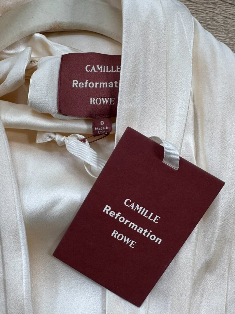 NWT Reformation x Camille Rowe Astrid Silk Dress Cream 0 - Picture 9 of 14